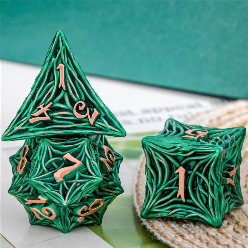 

KERWELLSI Tree Root Dnd Metal Dice Set, D+D Polyhedral Dice For D dnd D Dungeon and Dragon Pathfinder Role Playing Games Dice