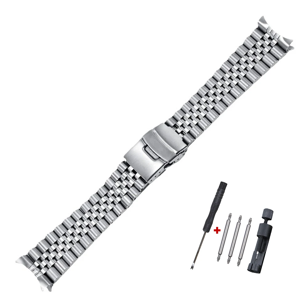 Solid Stainless Steel Curved End Replacement Strap - 20mm/22mm