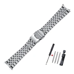 Premium Solid Stainless Steel Watch Strap - Jubilee Curved End Design, Metal 20mm/22mm Watchband Belt - 22mm (Type2 Silver)