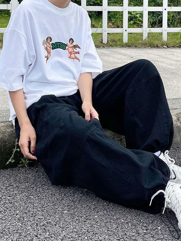 Y2k Streetwear Cargo Pants Women Oversize Loose Harajuku Big Pockets Female Pant Fashion Straight Wide Leg Lady Hip Hop Trousers za denim jacket women thin parkas straight shirt coats fashion blue outwear female pockets oversize coat woman jacket autumn trf