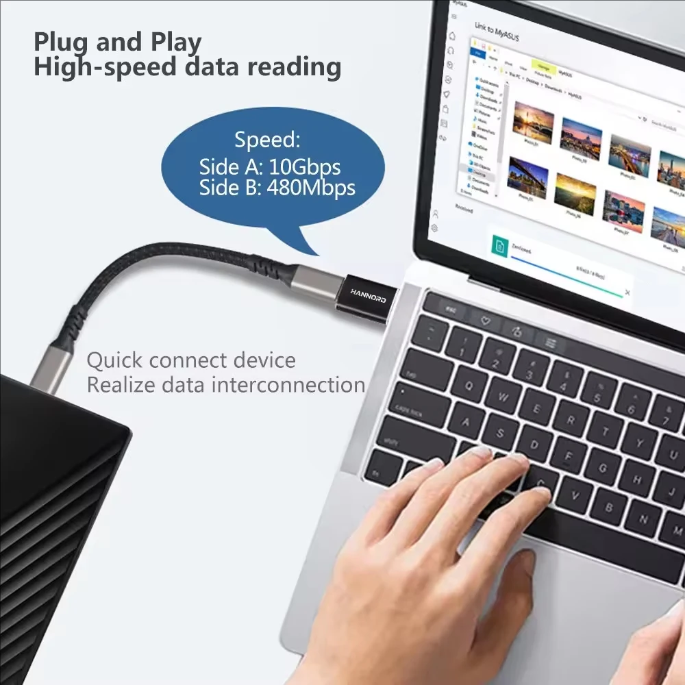 한노드 USB3.2 to USB C 어댑터 USB C 암-USB 수 10Gbps 3A 충전 타입 C 컨버터 맥북 삼성 USB to 타입-C OTG