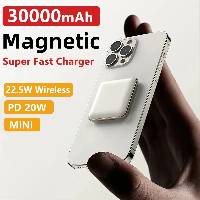 22.5W Power Bank 30000Mah Mini Super Fast Charging Magnetic Wireless Power Bank Per Xiaomi Iphone15 14 Batteria Esterna Portatile