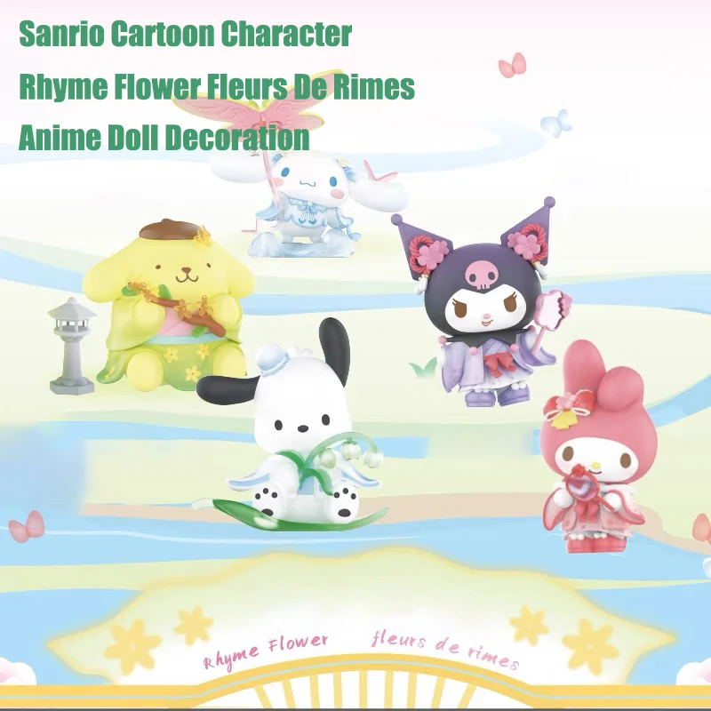 

MINISO Sanrio Kuromi My Melody Cinnamoroll Pochacco Rhyme Flower Fleurs De Rimes Cartoon Doll Ornaments Cute Gilrs Anime Gift