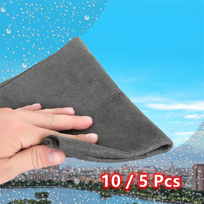 

Magic Cleaning Cloths 10/5Pcs Ultra-Absorbent Microfiber Rag Fog Remover Reusable Glass Cleaning Towel Kitchen Car Glass Rags