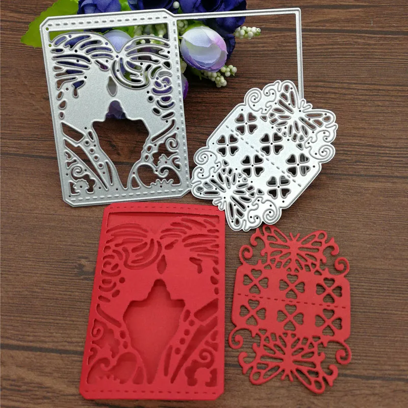2Pc Amante Del Matrimonio Sposa Farfalla Taglio Di Metallo Muore Scrapbook Carta Invito Mestiere Di Carta Decorazioni Per Feste Goffratura Stencil Cut