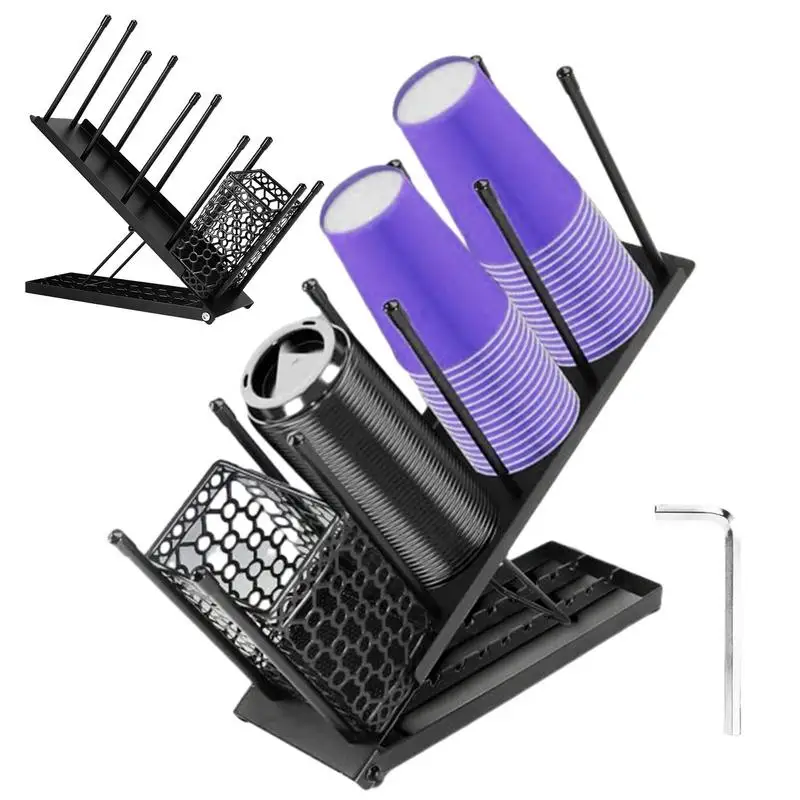 

Coffee Cup Lid Holder Multi Compartments Coffee Drink Paper Cup holder Waterproof Adjustable Metal Cup Holder storage tool