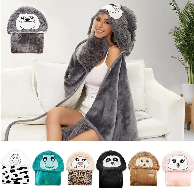 

Cloak Hooded Blanket Giant Cartoon Shape Flannel Lazy Shawl Cape Wearable Hoodie Throw Blankets Comfortable Home TV Blanket