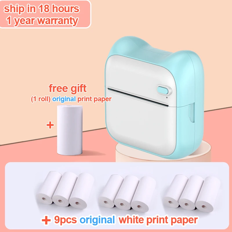 mini inkless printer Portable Thermal Printer Mini Printer Paper Photo Pocket Printer 57mm Printing Wireless BT 203dpi Android IOS Thermal Printers mini photo printer for mobile Printers