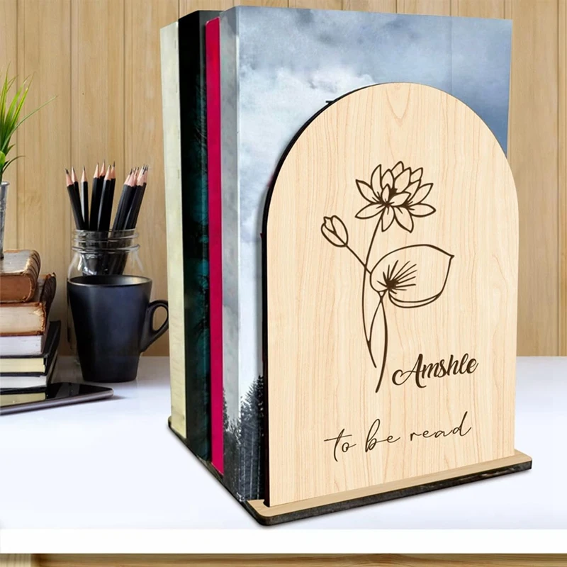 

Personalized Birth Flower To Be Read Wood Book Stand, Name Book Shelves Holder Wooden Book Organization Bookshelf