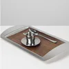 Modern Luxury Stainless Steel and Walnut Decorative Tray for Sample Room Living Room Home Decor 1