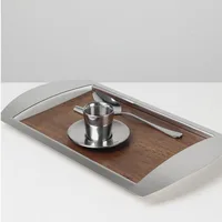 Modern Luxury Stainless Steel and Walnut Decorative Tray for Sample Room Living Room Home Decor 1