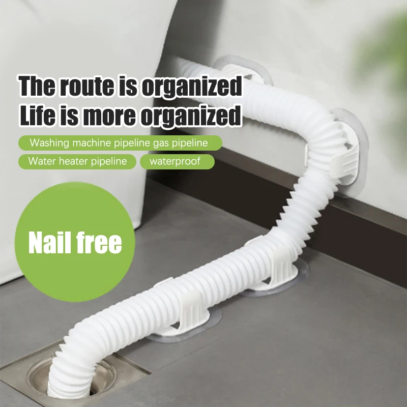 

Washing Machine Drain Pipe Holder Self-adhesive Non-punching Household Drum Washing Machine Outlet Pipe Fixed Buckle Pipe Clamp