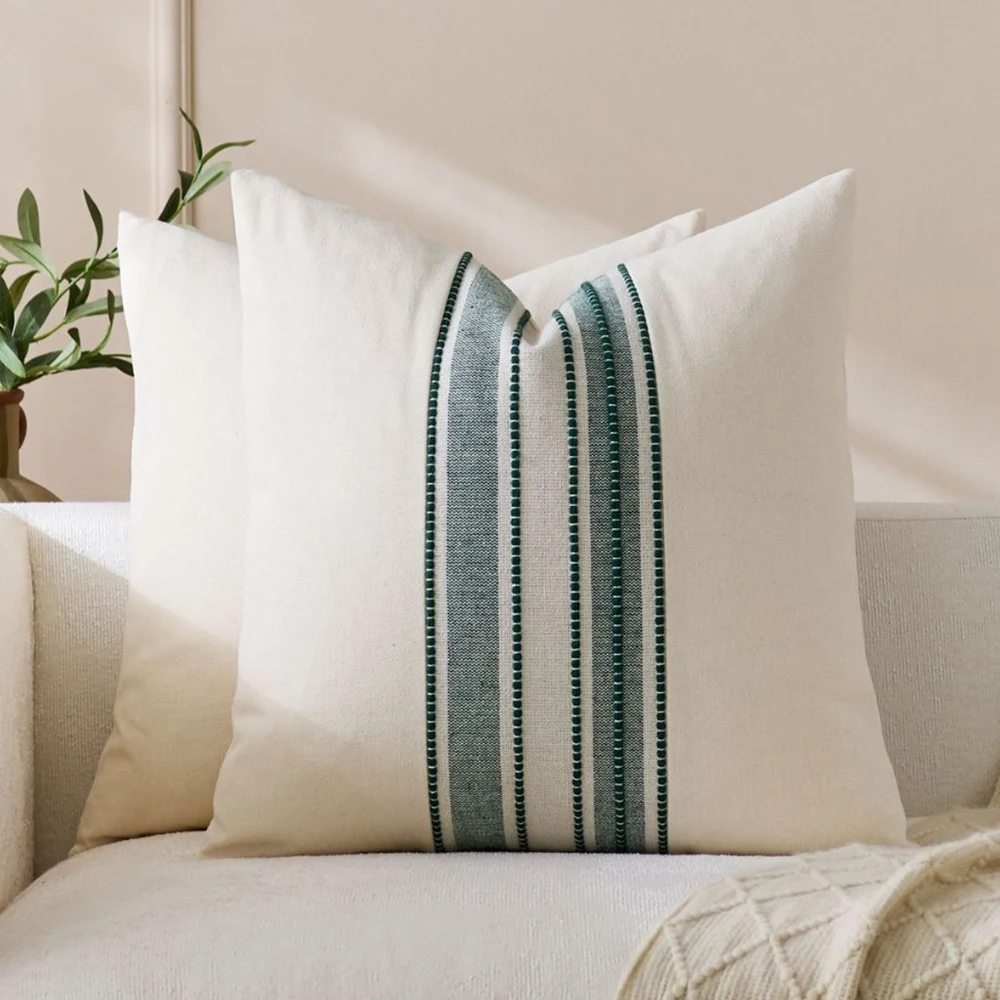 Farmhouse Boho Striped Throw Pillow Covers - Decorative Cushion Covers