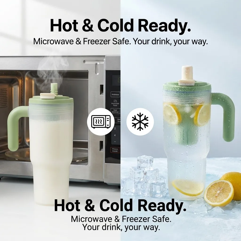 Large Capacity Heat-Resistant Transparent Water Bottle with Straw and Strainer