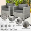 Outdoor Sofa Wicker Patio Chairs Set of 2, Porch Single Chair Grey Rattan Deep Seating Armchair Balcony Furniture with Gr 4