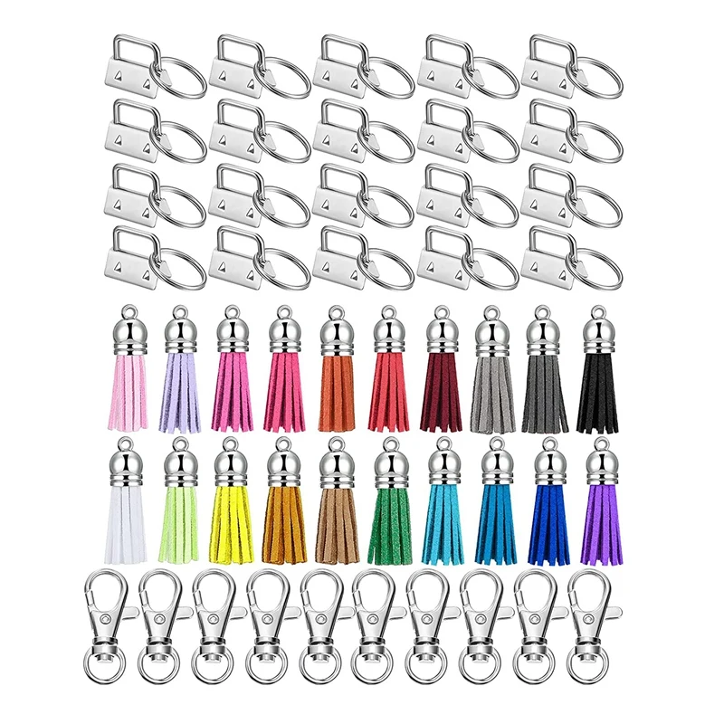 60 Pcs Key Fob Hardware Set Include 20 Keychain Tassel 20 Swivel Snap