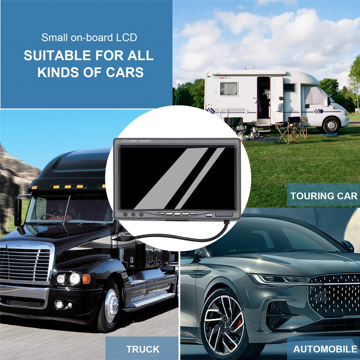 

12V-24V 7 Inch TFT LCD Color HD Monitor for Car CCTV Reverse Rear Camera Automotive Electronic Accessories