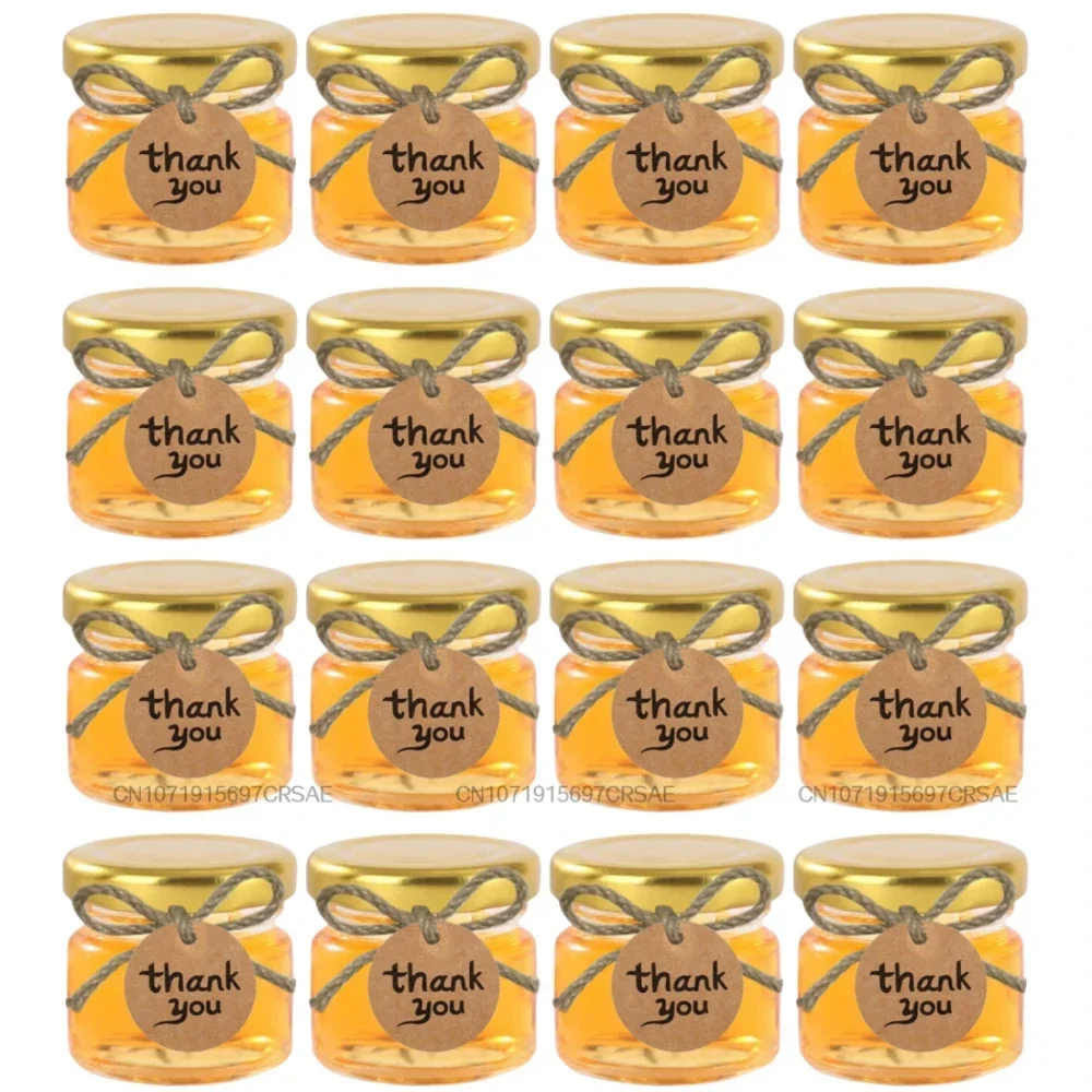 Handmade Honey Packaging Small Empty Glass Bottle Lid Bulk Lots Gift Bag Thank You Labels Wedding Gift glass storage jar 25ml