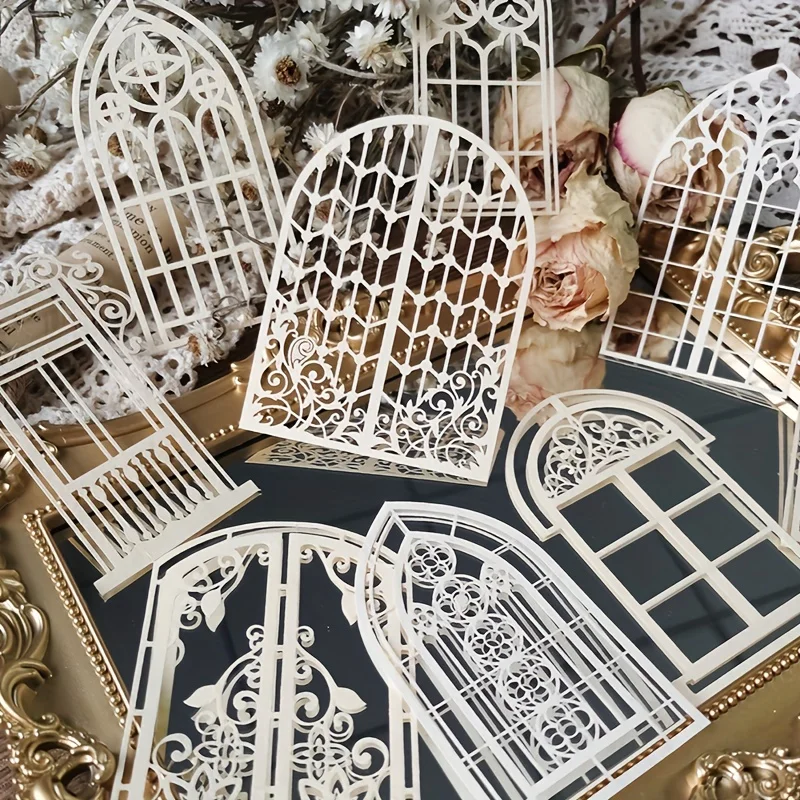 Decorative Scrapbooking Diary Album Vintage Lace Hollow Material Paper DIY Junk Journal Decoration Party Favor 10pcs/pack