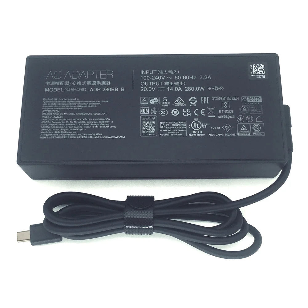 오리지널 20V 14A 280W 파워 어댑터 충전기 (아수스 ROG Strix G16 G18 (2025) G615LM G615JMR G615LR G615JPR ADP-280EB B 호환)