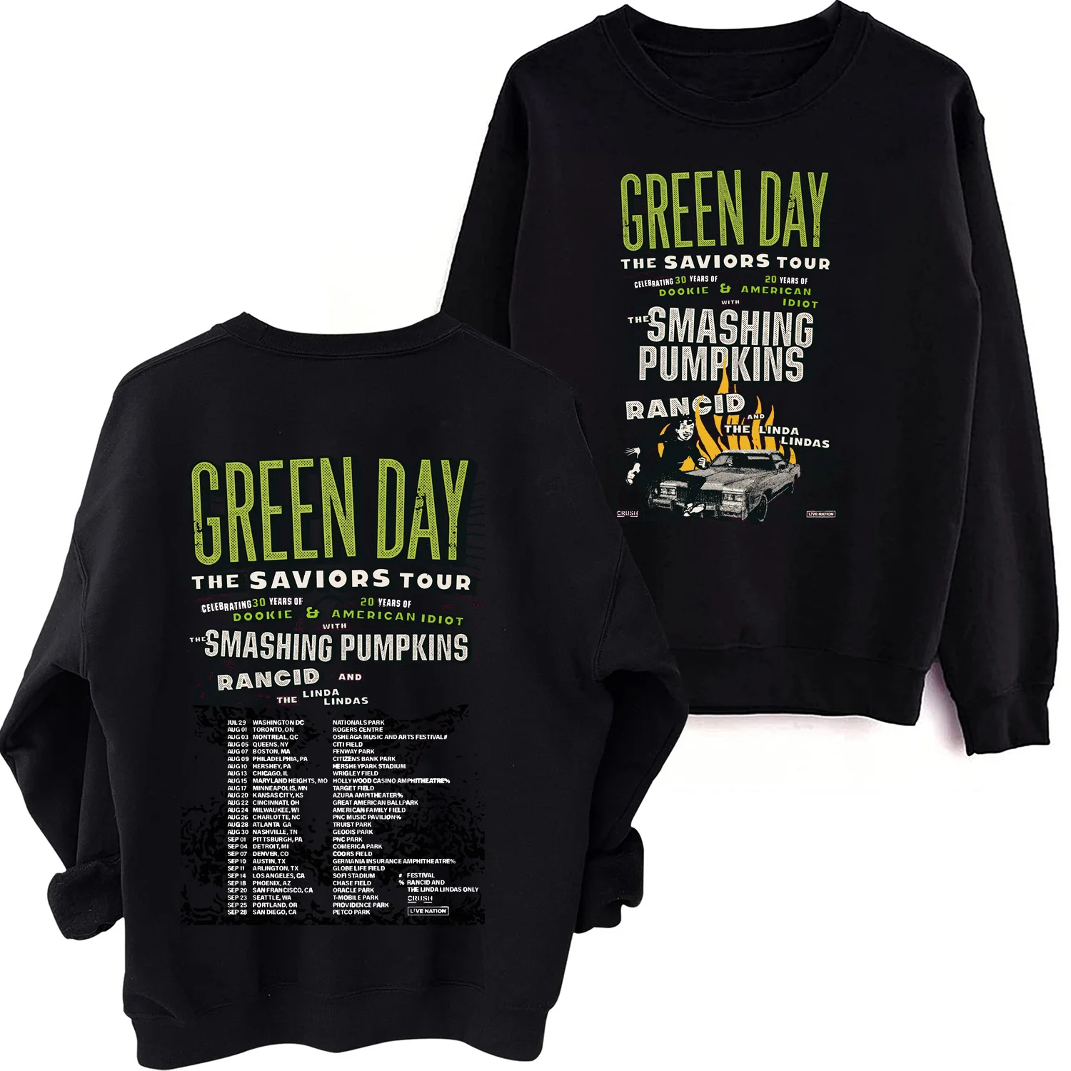 Green Day Saviors 맨투맨 남녀공용 하라주쿠 힙합 라운드 넥 긴 소매 오버사이즈 후드, 팬 선물