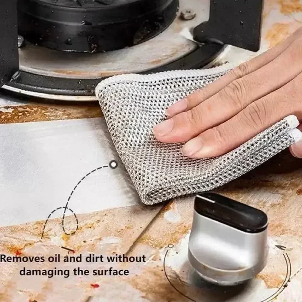 Dish Cleaning Cloth Magic Cleaning Cloth Kitchen Dishwashing Towel Metal Steel Wire Cleaning Rag for Dish Pot Tools dish cleaning cloth,kitchen cleaning tool