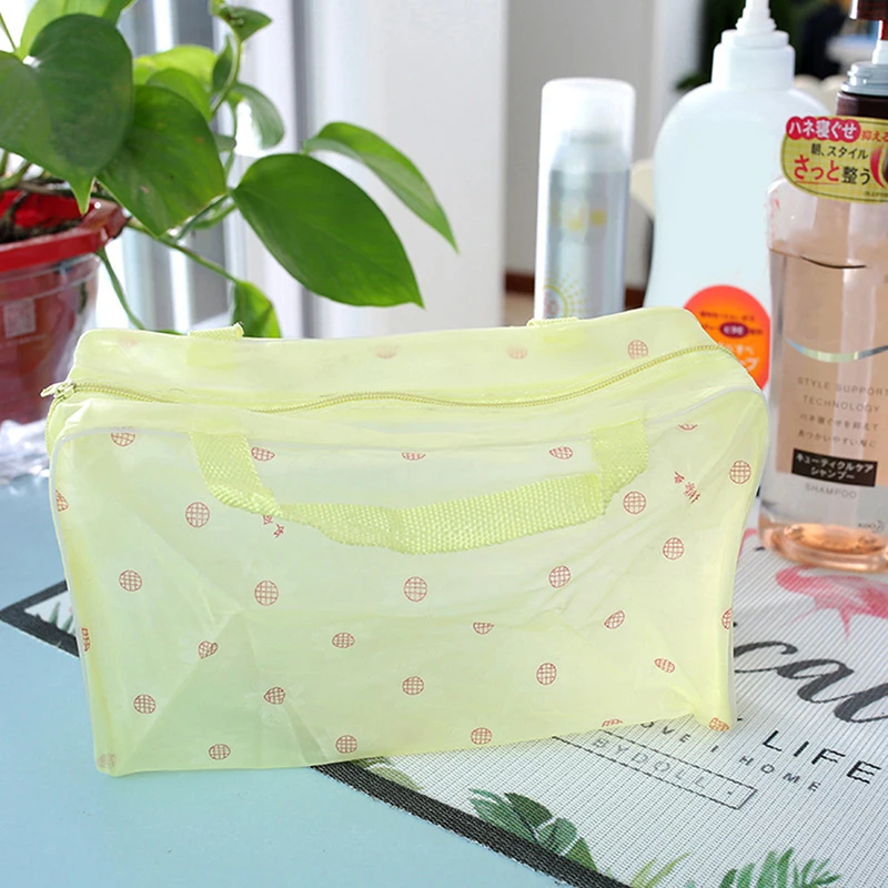 1pc Transparent Storage Bag Travel Cosmetic Organizer Handy Carry Bathroom Waterproof Zipper Wash Bag