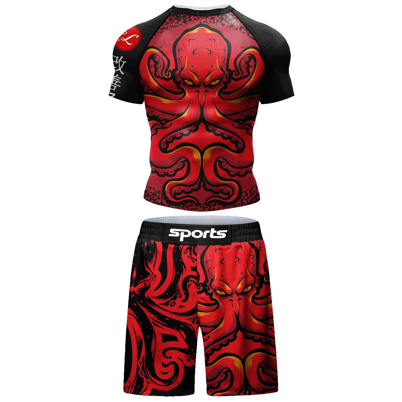 Two Sets of Sportswear, Bjj Jiu Jitsu Gi Rashguard + MMA Shorts, Muay Thai Pants, Cool Boxing Suit, Running Suit, Fitness Suit 5