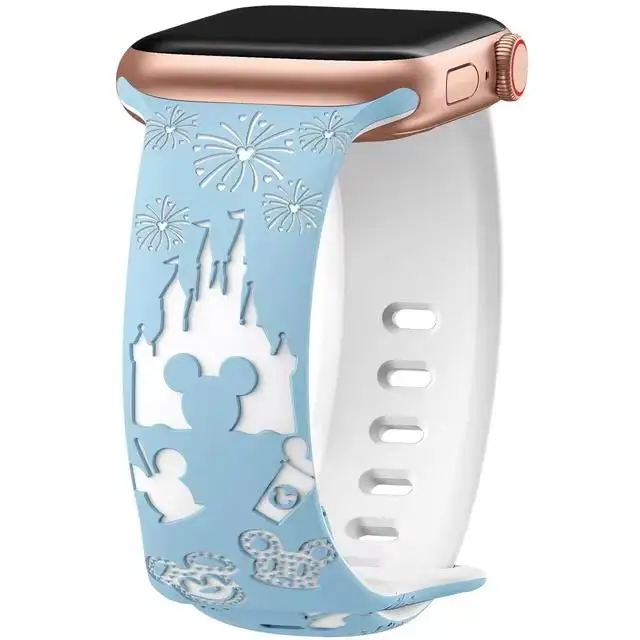 รูปสินค้า สายรัดแกะสลักดอกไม้สีสวยสำหรับ Apple Watch