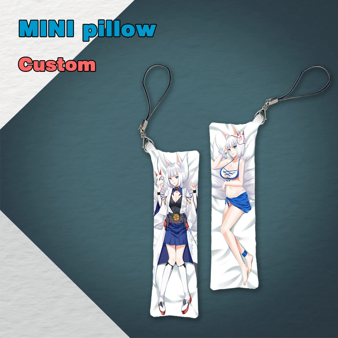

Anime Game Azur Lane Kaga Mini Dakimakura Keychain Pillow Hanging Ornament Phone Strap Cute Gift 3x10cm