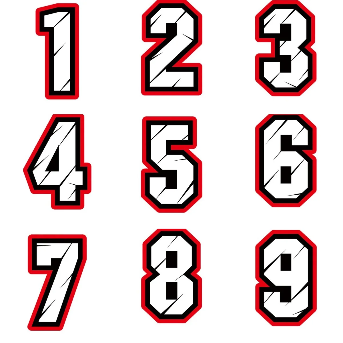 

Racing Motorcycle Helmet Creative Number 0123456789 Sticker Laptop Window Car Truck Bicycle Van Wall Glass Camper Door Decal PVC
