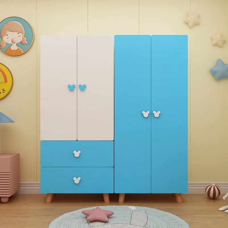 Blue Wardrobes Closet Bedroom Shelves Dressers Mobile Storage Organizer Clothes Hangers Kindergarderobe Room Furniture CY50CW