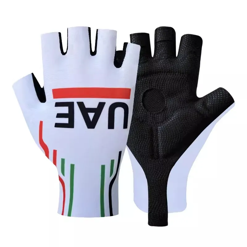 UAE TEAM ONE PAIR CYCLING BIKE HALF FINGER GLOVES BICYCLE GEL GLOVE SIZE:M-XL