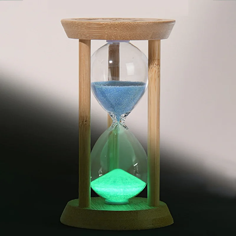 1-30 Minutes Newest Wooden Fluorescence Hourglass Desktop Decoration Sand Clock Creative Timer Sandglass Office Accessories Gift 4