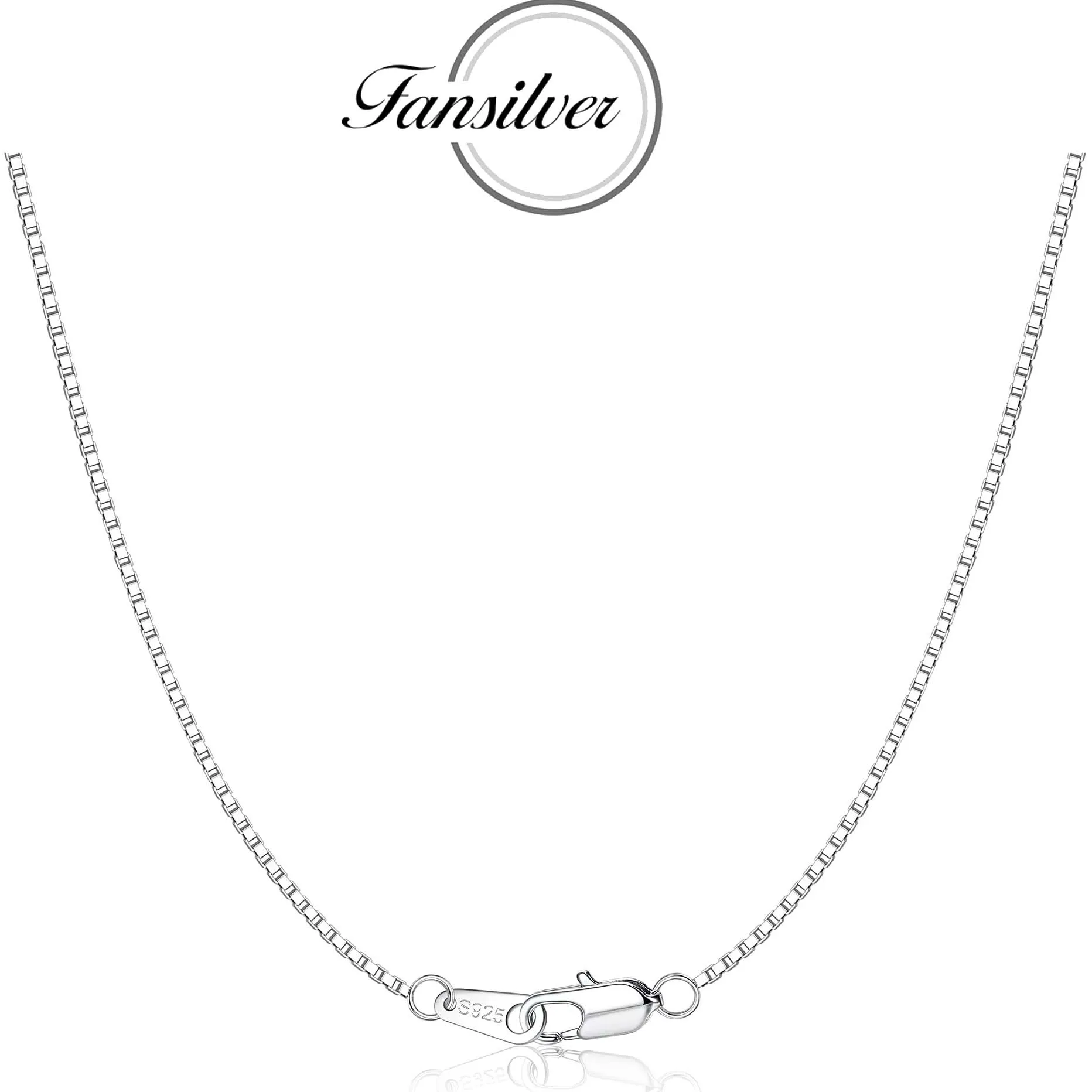 

Fansilver 925 Sterling Silver Box Chain for Women Girls 18K Gold Plated 0.8mm Necklace with Lobster Claw Clasp Silver Neck Chain