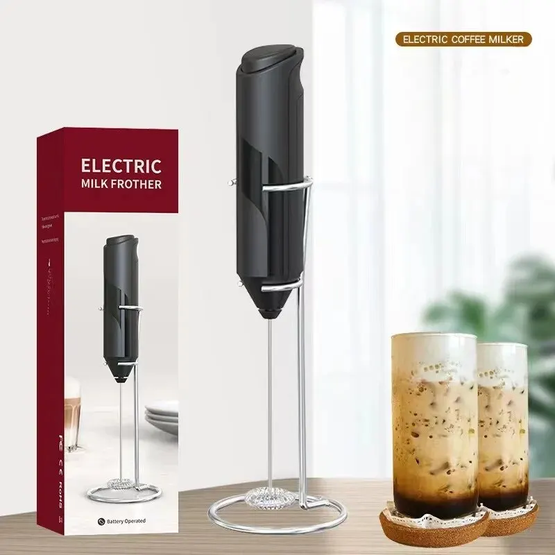 Milk Frother Egg Beater Electric Milk Frother Milk Frother Set With Base Handheld Cappuccino Maker Coffee Foamer Egg Beater Chocolate Stirrer Mini Portable Food Blender