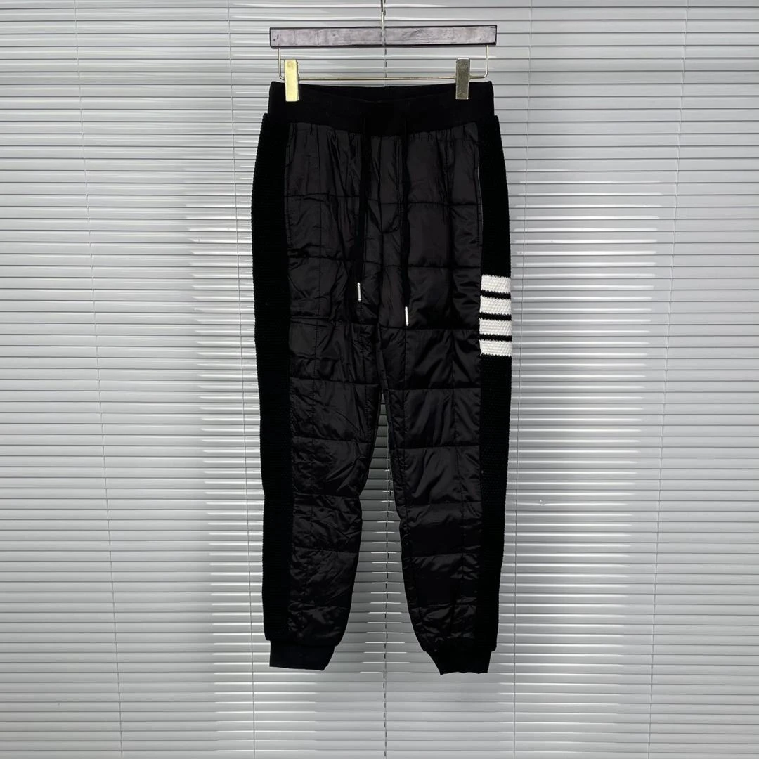 

New Thickened TB Pants Warm Down Cotton Set High-end Fashion Light Luxury Cotton Clothing High Collar Windproof Men Trouser