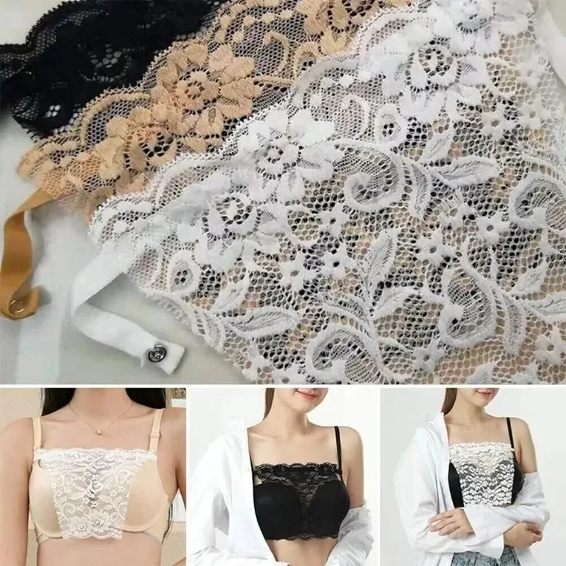 Lady Lace Clip-on Mock Camisole Bra Insert Overlay Modesty Panel Vest Bra Insert Wrapped Chest Protection Covering Tube Top women lingerie bra women tube tops lace camisole tops