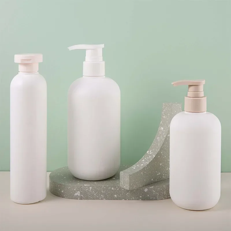 300ml/500ml White Empty Plastic Pump Lotion Shampoo Bottle High-end Cosmetics Bottles Acrylic Pump Head Refillable Garrafa