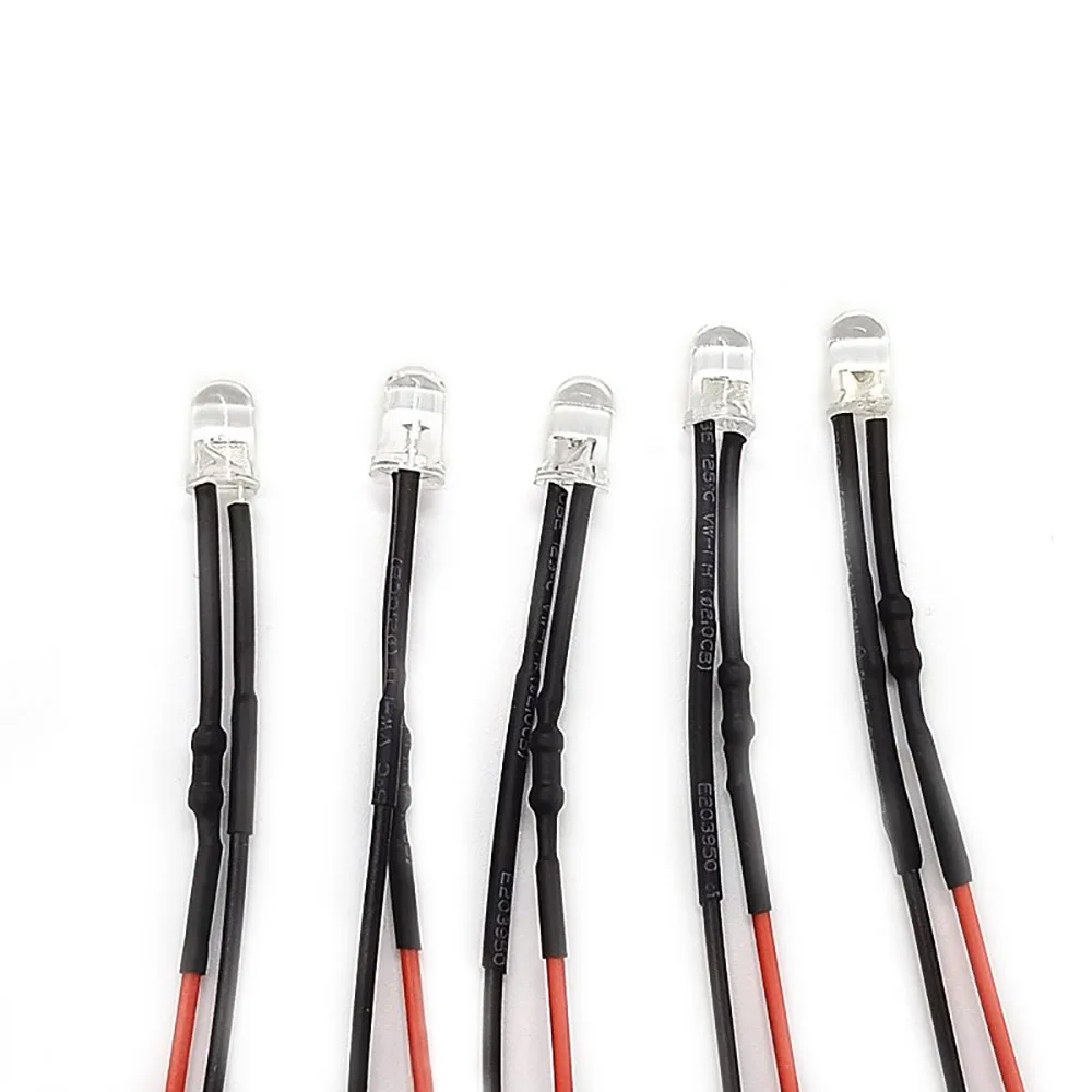10Pcs 20cm 3mm/5mm LED Lamp Cable Bulb Pre-wired DC Emitting Diode Light – buy at low prices in