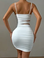 Women Sexy Spaghetti Strap Bodycon Mini Dress White Backless Party Evening Outfit Nightclub Vestidos - Image 2