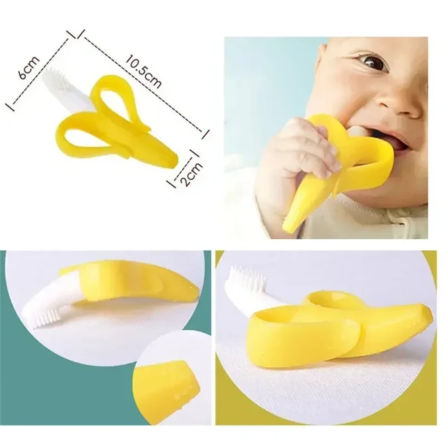 Spazzolino da denti in Silicone per bambini BPA forma di Banana gratuita  massaggiagengive sicuro massaggiagengive giocattoli