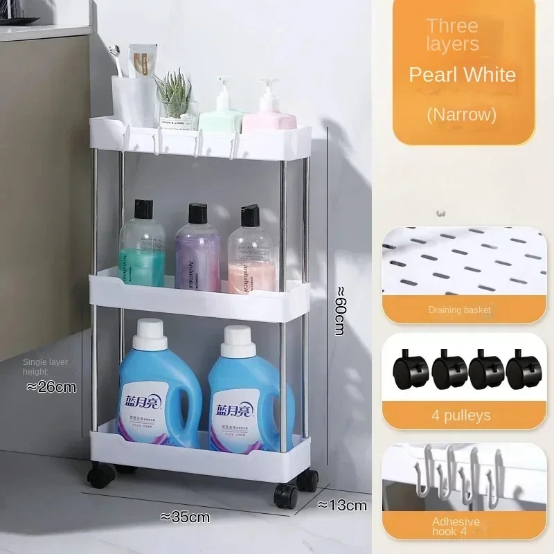 Bathroom Storage Rack With Wheels 3/4 Layer Rolling Utility Cart Bathroom Storage Organizer Multi-purpose Utility Cart storage rack bathroom shelf rack bathroom storage rack storage trolley
