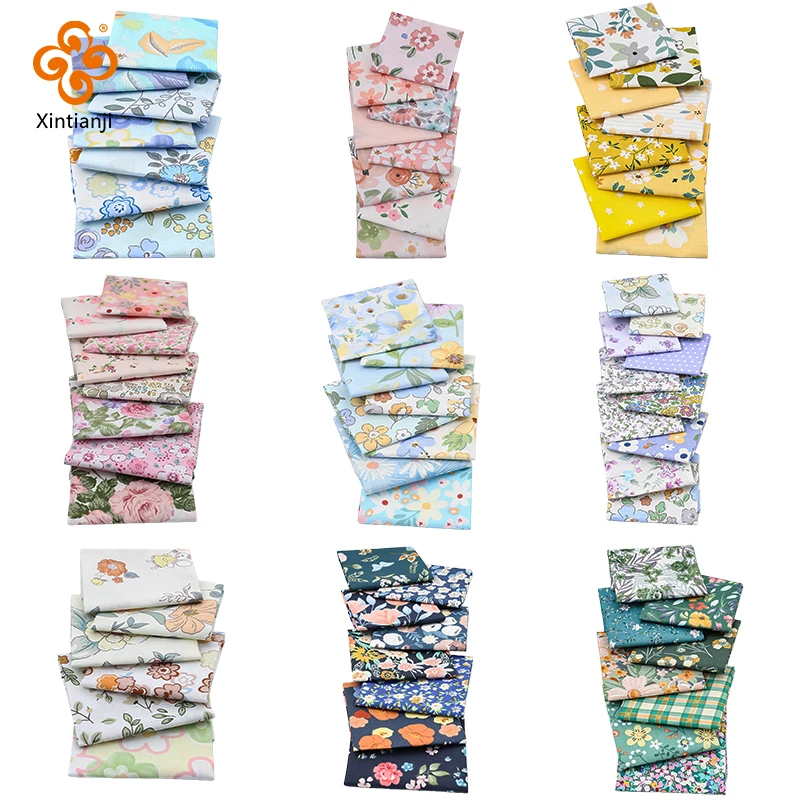 Cotton Patchwork Fabric Rose Print Squares - 25x25cm Quilting Twill for DIY Sewing and Crafts