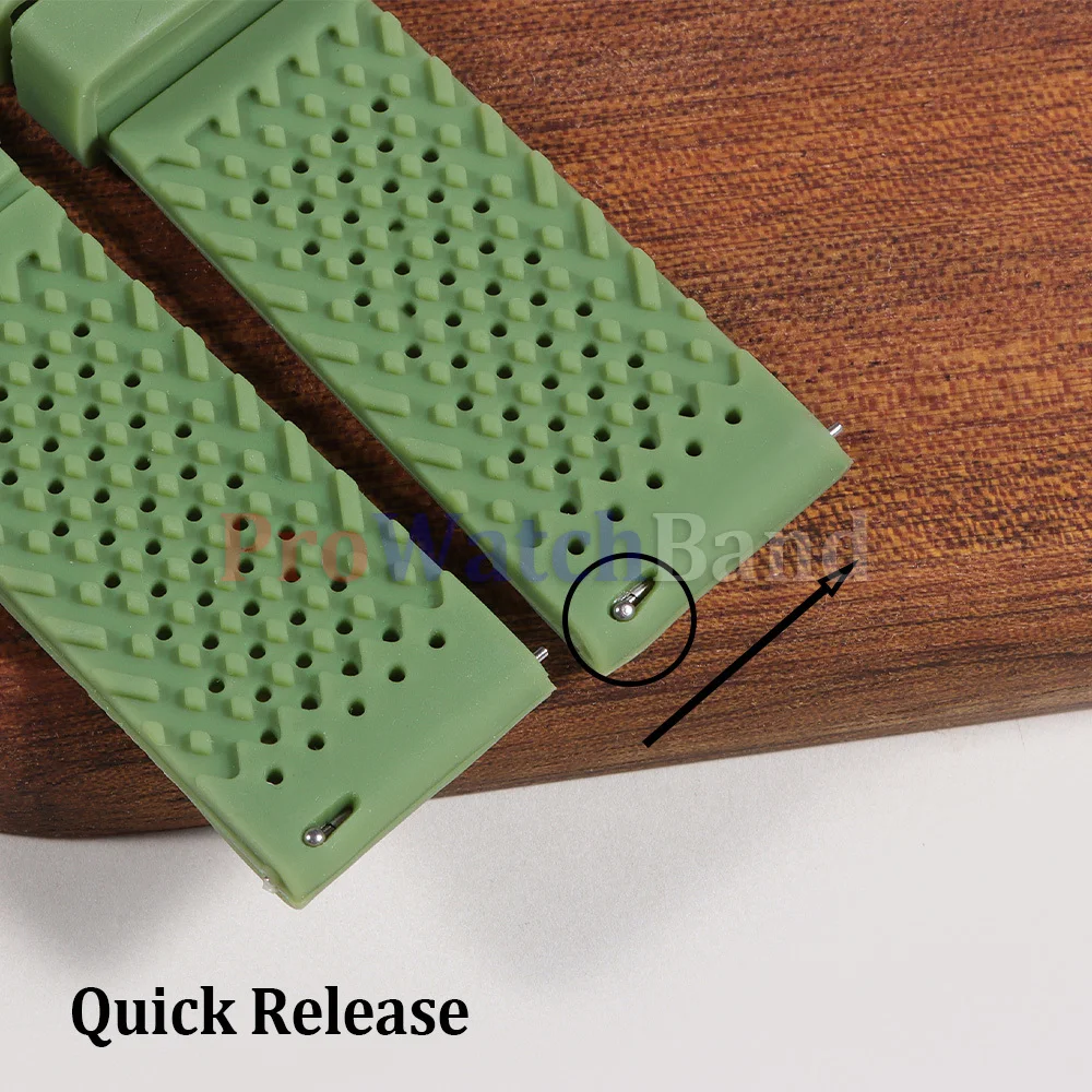 Premium Silicone Waterproof Sport Watch Band with Pin Buckle - Soft Rubber Strap