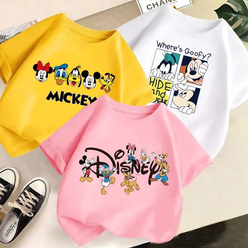 Children T Shirt Summer Kids Cartoon Spring Cotton Boy Girl Baby Print Minnie Donald Duck Mickey Mouse Cute Clothes
