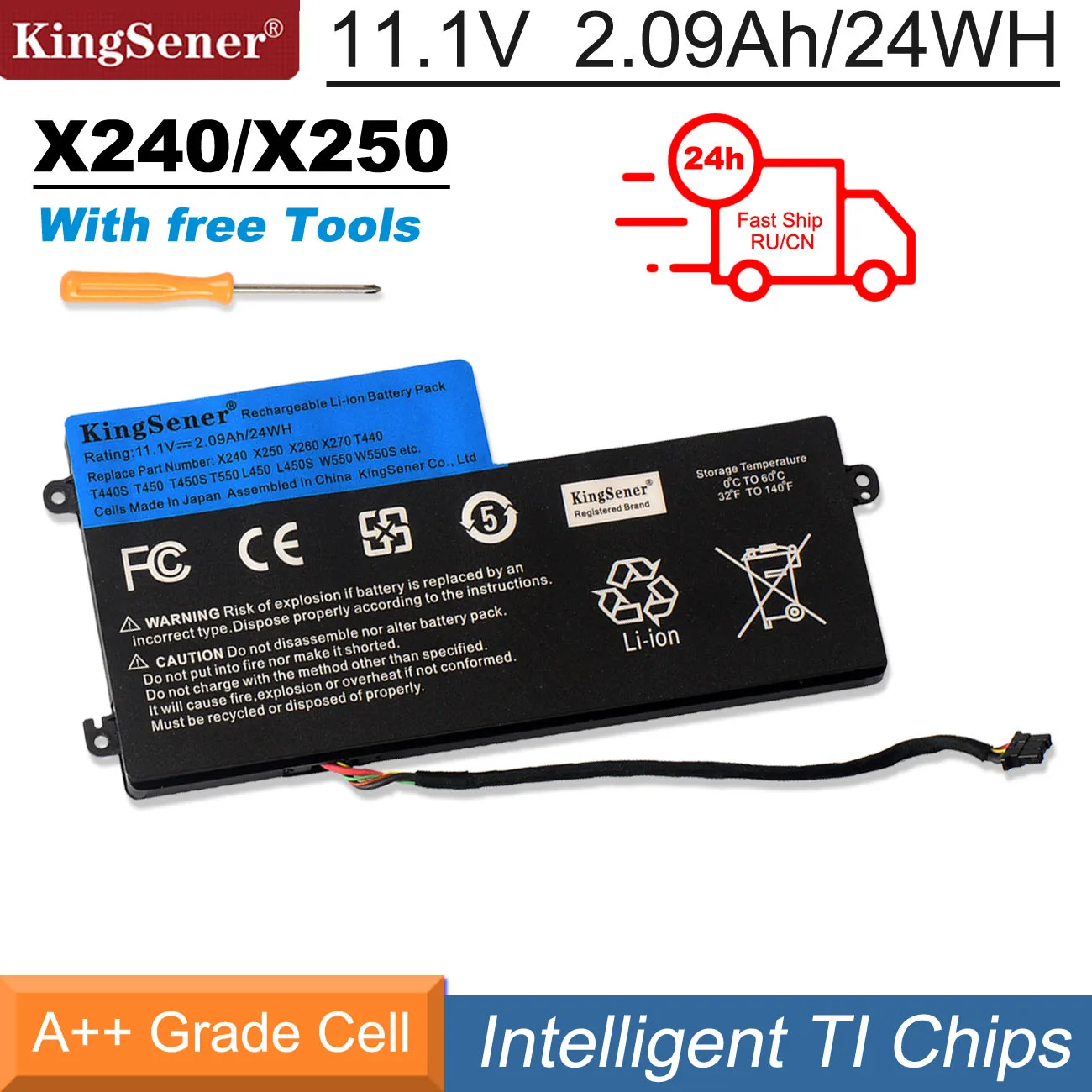 Фото Внутренняя батарея KingSener для Lenovo ThinkPad T440 T440S T450 T450S X240 X240S X250 X260 X270 L450 45N1110 45N1111 45N1112 24WH №1