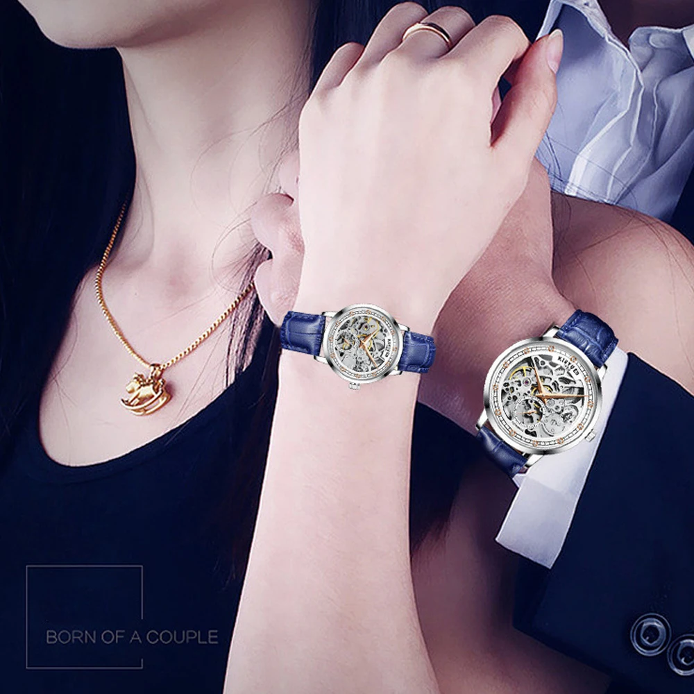 New Relogio Tourbillon Skeleton Watch for Men Automatic Mens Watches W/ Diamond Mechanical Wristwatch Women Fashion Female Clock expensive Romantic Watches