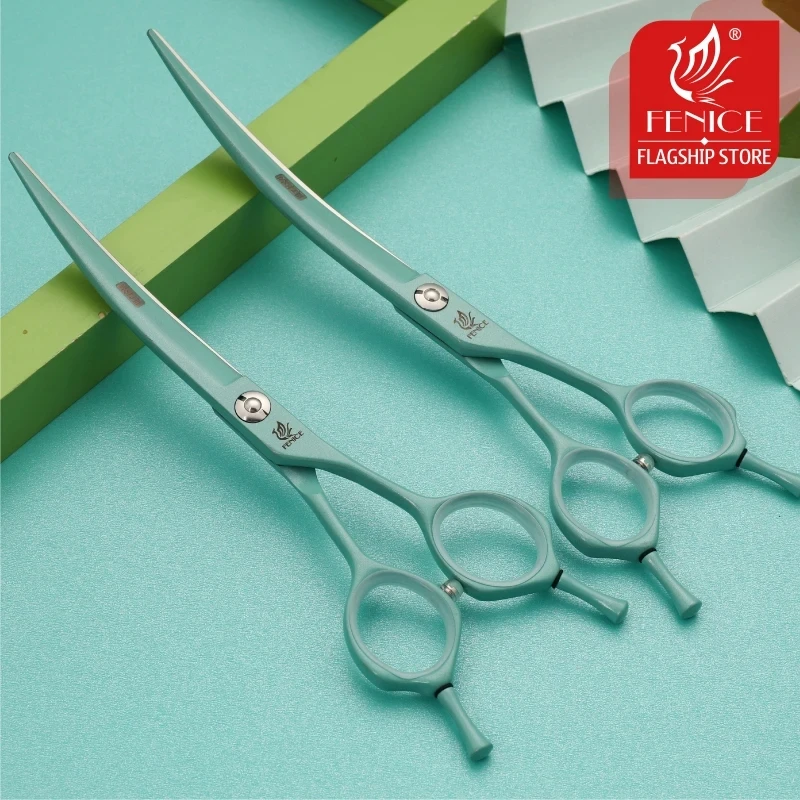 Dog Grooming Scissors Fenice Professional JP440C 6.25&7.0 Inch Curved For Dogs Cats