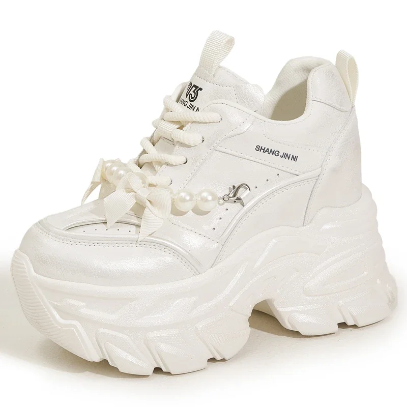 AUTUSPIN High Platform Chunky Shoes 2025 Women Fashion Beads Chains Decoration Sneakers Korean Style Female Vulcanized Shoes 42 AUTUSPIN High Platform Chunky Shoes 2025 Women Fashion Beads Chains Decoration Sneakers Korean Style Female Vulcanized Shoes - Image 2